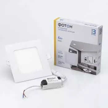 Квадратный светодиодный встраиваемый светильник ФОТОН CLI- 6W2700K-S 24717