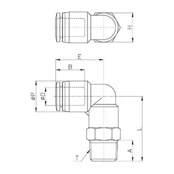 L-образный фитинг CDC Pneumatics PL 04M5