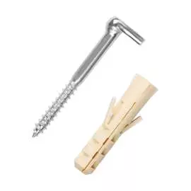 L-образный оцинкованный крюк-шуруп ЕВРОПАРТНЕР d6хL65 мм, 2 шт. 13 3002 1