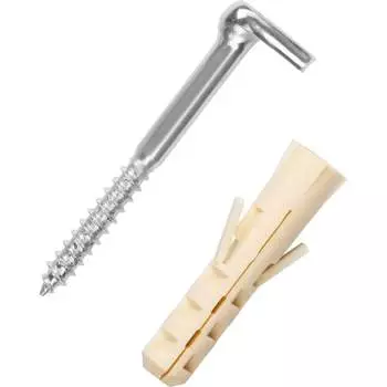 L-образный оцинкованный крюк-шуруп ЕВРОПАРТНЕР d5,1хL50 мм, 2 шт. 13 3001 1