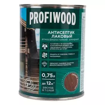 Лаковый тонирующий атмосферостойкий алкидный антисептик Profiwood