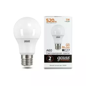 Лампа Gauss LED Elementary A60 7W E27 2700K SQ23217А