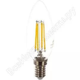 Лампа gauss filament свеча e14 5w 4100к 1/20 3 лампы в упаковке sq103801205t