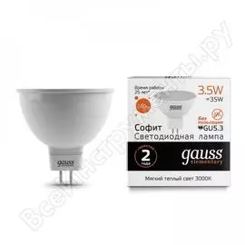 Светодиодная лампа Gauss Elementary MR16 GU5.3, 3.5Вт, 3000К 13514