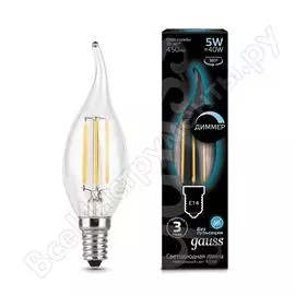 Лампа Gauss LED Filament Свеча на ветру dimmable 104801205-D