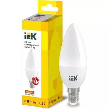 Лампа IEK LED ALFA C35 свеча 6Вт 230В 3000К E14 LLA-C35-6-230-30-E14