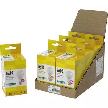 Лампа IEK LED ALFA A60 груша 8Вт 230В 4000К E27 LLA-A60-8-230-40-E27-6