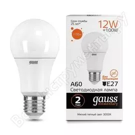 Лампа Gauss LED Elementary A60 12W E27 2700K 23212