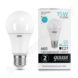 Лампа Gauss LED Elementary A60 15W E27 4100K 23225
