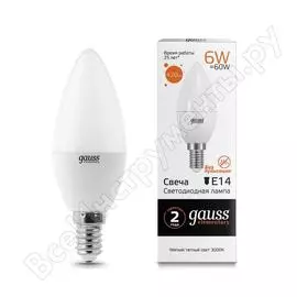 Лампа Gauss LED Elementary Candle 6W E14 2700K 33116