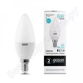 Лампа Gauss LED Elementary Candle 6W E14 4100K 33126