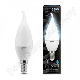 Лампа Gauss LED Candle tailed E14 6.5W 4100K 104101207