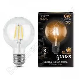Лампа Gauss LED Filament G95 E27 6W 2700K 105802106