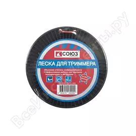 Леска для триммера, d=2.4 мм l=100 м круг, оранжевый бобина союз тл3535-2.4-0-100