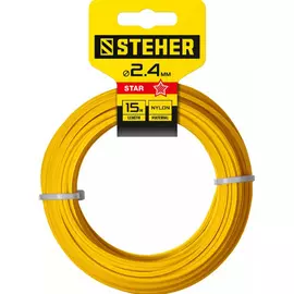 Леска для триммера STEHER 2.4 мм; 15 м; звезда 75010-2.4