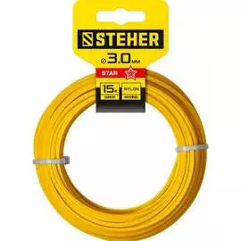 Леска для триммера STEHER 3.0 мм; 15 м; звезда 75010-3.0