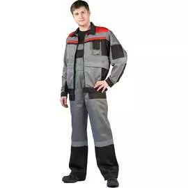 Летний мужской костюм ursus респект серый с красно-чёрной отделкой, размер 64-66, рост 170-176 кос600-328