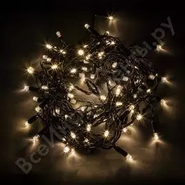 Линейная гирлянда feron cl33 статичное свечение, 100 led, 2700k, 10м +1.5м черный шнур 32426