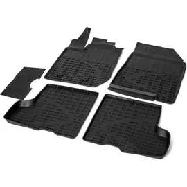 Литьевые коврики в салон автомобиля rival для lada xray хэтчбек 2015-н.в./xray cross хэтчбек 2018-н.в. (с вещевым ящиком и без), резина, с крепежом, 5 шт., 66007002