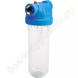 Магистральный фильтр ustm wfk-34 10" прозрачный корпус с фиксацией от откручивания вход 3/4" с картриджем и кронштейном 33412