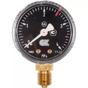 Манометр ацетиленовый KRASS 0.4 МПа, 50 мм, М12x1.5, поверенный 2190101PV