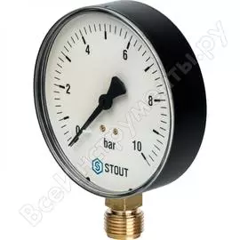 Манометр радиальный корпус dn 100 мм, 1/2" stout rg008q0c19ja1l