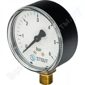 Манометр радиальный корпус dn 63 мм, 1/4" stout rg008q0c19e6h8