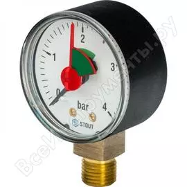Манометр радиальный с указателем предела stout rg008q0c18l4vd