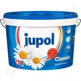 Матовая краска jub jupol classic для стен и потолков супербелая 10 л 1/44 48278