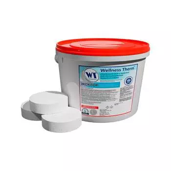 Медленный хлор в таблетках для обеззараживания воды в бассейнах Wellness therm ЭКОХЛОР 877475