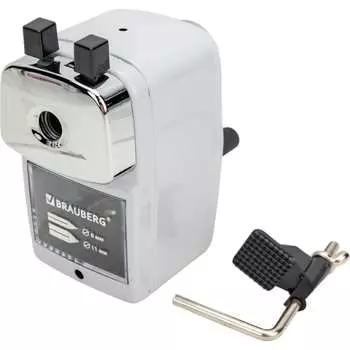 Механическая точилка для чернографитных и цветных карандашей BRAUBERG METALLIC-X 228481