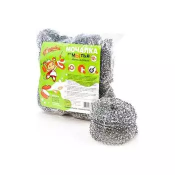 Металлическая оцинкованная плетеная мочалка для посуды Золушка 6517