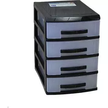 Мини-комод РОССПЛАСТ 4 ярус черный/прозрачный В25*Ш18*Г25 526716