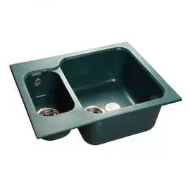 Мойка granfest standart gf-s-615k мрамор, 1.5 чаши, 612х495 мм, зеленый s-615 k зел