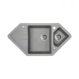 Мойка iddis vane g granucryl, серая, угловая, 1 1/2 чаши, 960х500 v27g965i87
