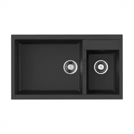 Мойка omoikiri tedori 86-2-lb-bl tetogranit/черный 4993932