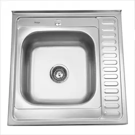Мойка sinklight нержавеющая сталь, накл. квадрат 600х600, l 0.4/160 выпуск малый, без сифона, матовая с крылом 72003