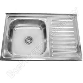 Мойка sinklight нержавеющая сталь, накл. прямоугольник, 800х600 l 0.4/160 выпуск малый, без сифона, матова с крылом 72007