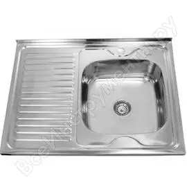 Мойка sinklight нержавеющая сталь, накл. прямоугольник, 800х600 r 0.4/160 выпуск малый, без сифона, матовая с крылом 72008