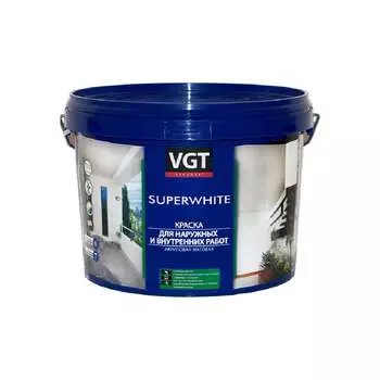 Моющаяся краска для наружных и внутренних работ VGT Супербелая ВД АК 1180 11605417
