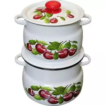 Набор эмалированной посуды СТАЛЬЭМАЛЬ 2 предмета №10 Вишневый сад N10B55 ТБ12072