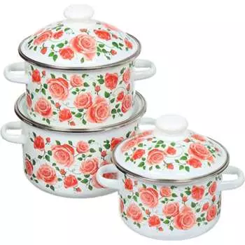 Набор эмалированной посуды СТАЛЬЭМАЛЬ №15 Роза плетистая N15B88 ПД2086
