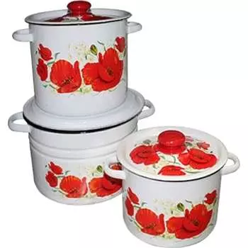 Набор эмалированной посуды СТАЛЬЭМАЛЬ №17 Маки N17B67 ХП1012