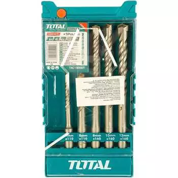 Набор буров по бетону sds+, 5 шт. total tac190501