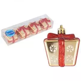 Набор елочных украшений волшебная страна подарки, золотой, 4 шт. 007465