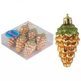 Набор елочных украшений волшебная страна шишки, цвет золотой, 6 шт., 007475