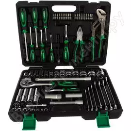 Набор головок 1/4” и 1/2” 73 предмета hitachi htc-774002