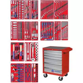 Набор инструментов эксперт 323 предмета мастак 52-06323r в красной тележке