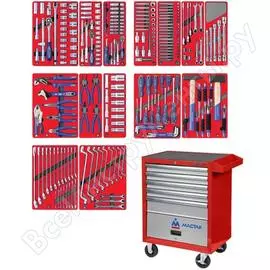 Набор инструментов лидер 270 предметов мастак 52-05270r в красной тележке