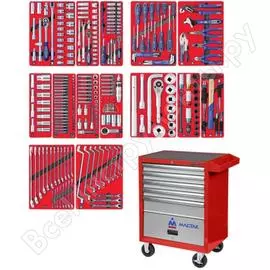 Набор инструментов профи 299 предметов мастак 52-05299r в красной тележке